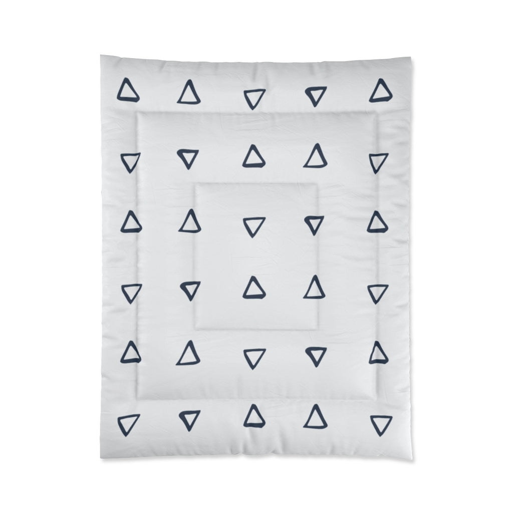 One Tribe Modern Navy Triangle Comforter | Luxury Classy Soft and Comfy | Couch Living Room | Bedroom Set