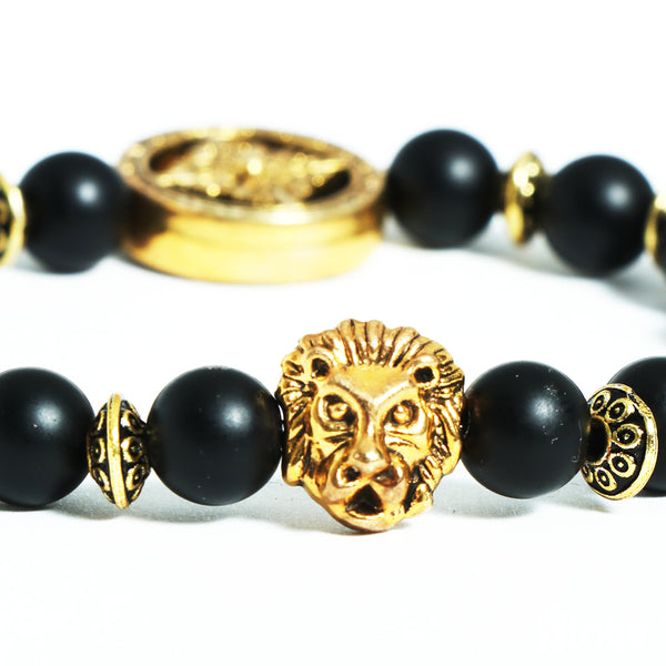 Black Jade Gold Lion Bracelet