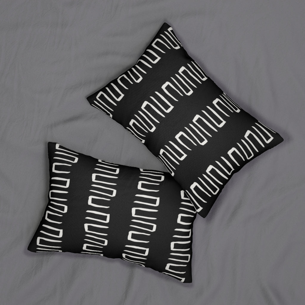 One Tribe Modern Black + White Lumbar Pillow | Luxury Classy Soft and Comfy | Couch Living Room | Bedroom Set